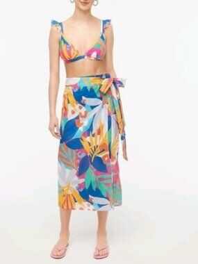 J. Crew Swim cover up midi sarong skirt only vibrant floral women’s -Size XL
